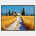 Original hand painted golden Tuscan landscape oil painting canvas wall art, elegant luxury modern classic living room home decor interi