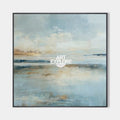 Original hand painted blue gold coastal abstract oil painting canvas wall art, nordic scandinavian elegant luxury modern living room ho
