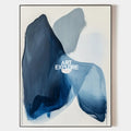 Original hand painted navy blue abstract oil painting canvas wall art, bold brushstrokes, scandinavian nordic minimalist elegant luxury