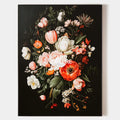 Original hand painted crimson poppy botanical oil painting canvas wall art, elegant luxury modern classic dark floral home decor interi