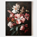 Original hand painted crimson blush floral oil painting canvas wall art, elegant luxury botanical nordic modern vintage living room hom