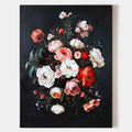 Original hand painted red white pink peony floral oil painting canvas wall art, elegant luxury modern nordic scandinavian botanical hom