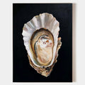 Original hand painted oyster pearl oil painting canvas wall art, coastal elegant luxury minimalist nordic scandinavian modern living ro