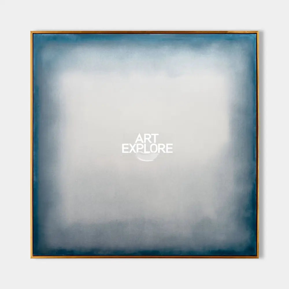 Original hand painted teal grey atmospheric abstract oil painting canvas wall art, nordic scandinavian minimalist elegant luxury modern