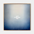 Original hand painted deep navy blue white gradient abstract oil painting canvas wall art, nordic scandinavian minimalist elegant luxur