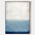 Original hand painted ivory and deep blue coastal abstract oil painting canvas wall art, nordic scandinavian minimalist elegant luxury