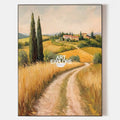 Original hand painted golden Tuscan valley landscape oil painting canvas wall art, elegant luxury modern vintage living room home decor