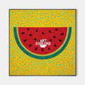 Original hand painted watermelon abstract oil painting canvas wall art, bold red yellow modern elegant luxury eclectic living room home