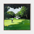 Original hand painted emerald green golf course oil painting canvas wall art, modern elegant luxury textured landscape home decor inter