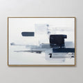 Hand painted original navy blue grey abstract oil painting canvas wall art, bold geometric brushstrokes, nordic scandinavian elegant luxury modern int