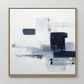 Original hand painted navy blue white abstract oil painting canvas wall art, bold geometric brushstrokes nordic scandinavian elegant luxury modern hom