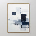 Original hand painted navy blue slate grey abstract oil painting canvas wall art, nordic scandinavian geometric minimalist elegant luxury modern home