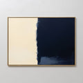 Original hand painted navy blue cream abstract oil painting canvas wall art, nordic scandinavian elegant luxury minimalist modern living room home dec
