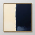 Original hand painted navy blue cream abstract oil painting canvas wall art, nordic scandinavian minimalist elegant luxury modern home decor interior