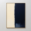 Original hand painted deep navy ivory abstract oil painting canvas wall art, nordic scandinavian elegant luxury minimalist modern living room home dec