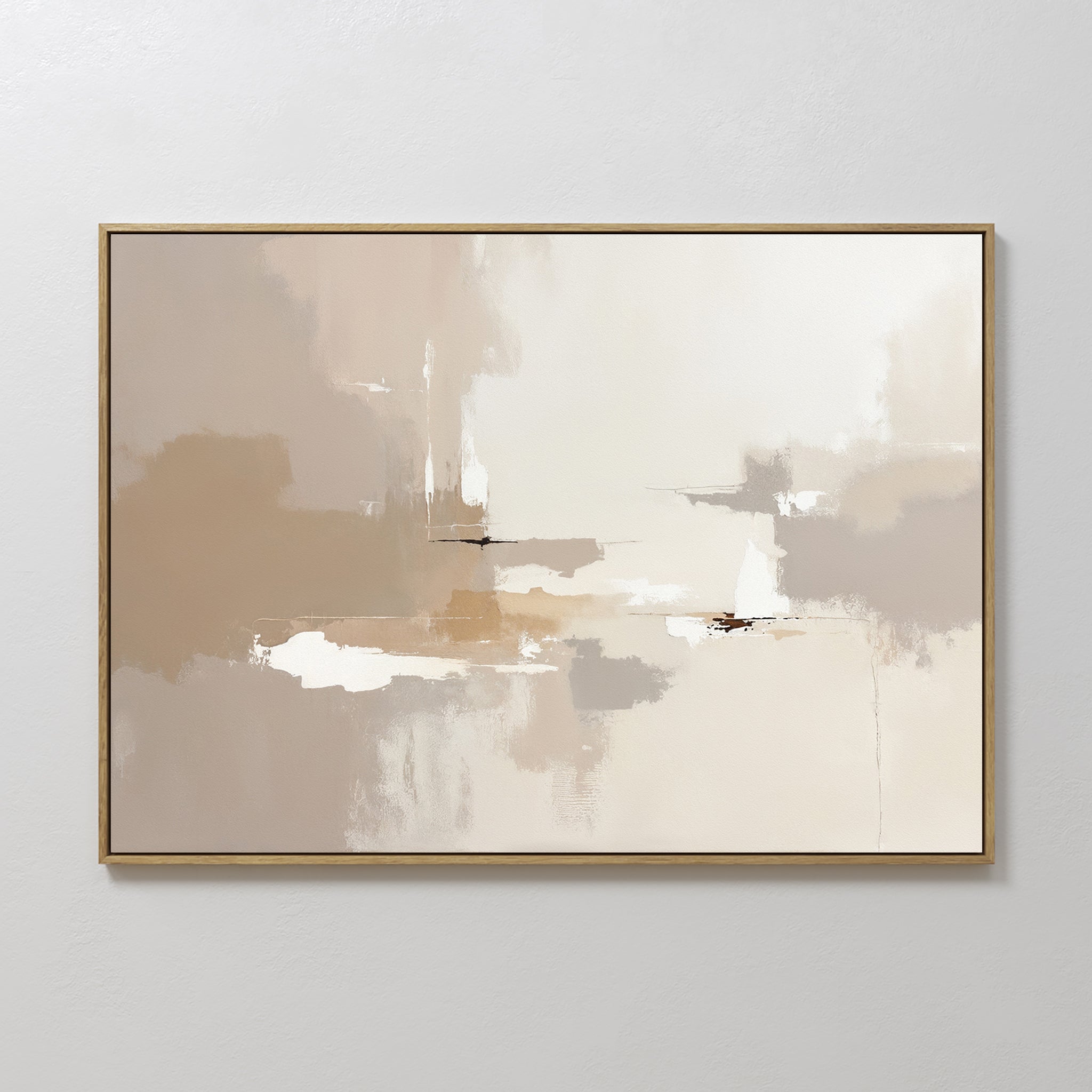 Original hand painted beige taupe ivory abstract oil painting canvas wall art, nordic scandinavian elegant luxury minimalist modern living room home d