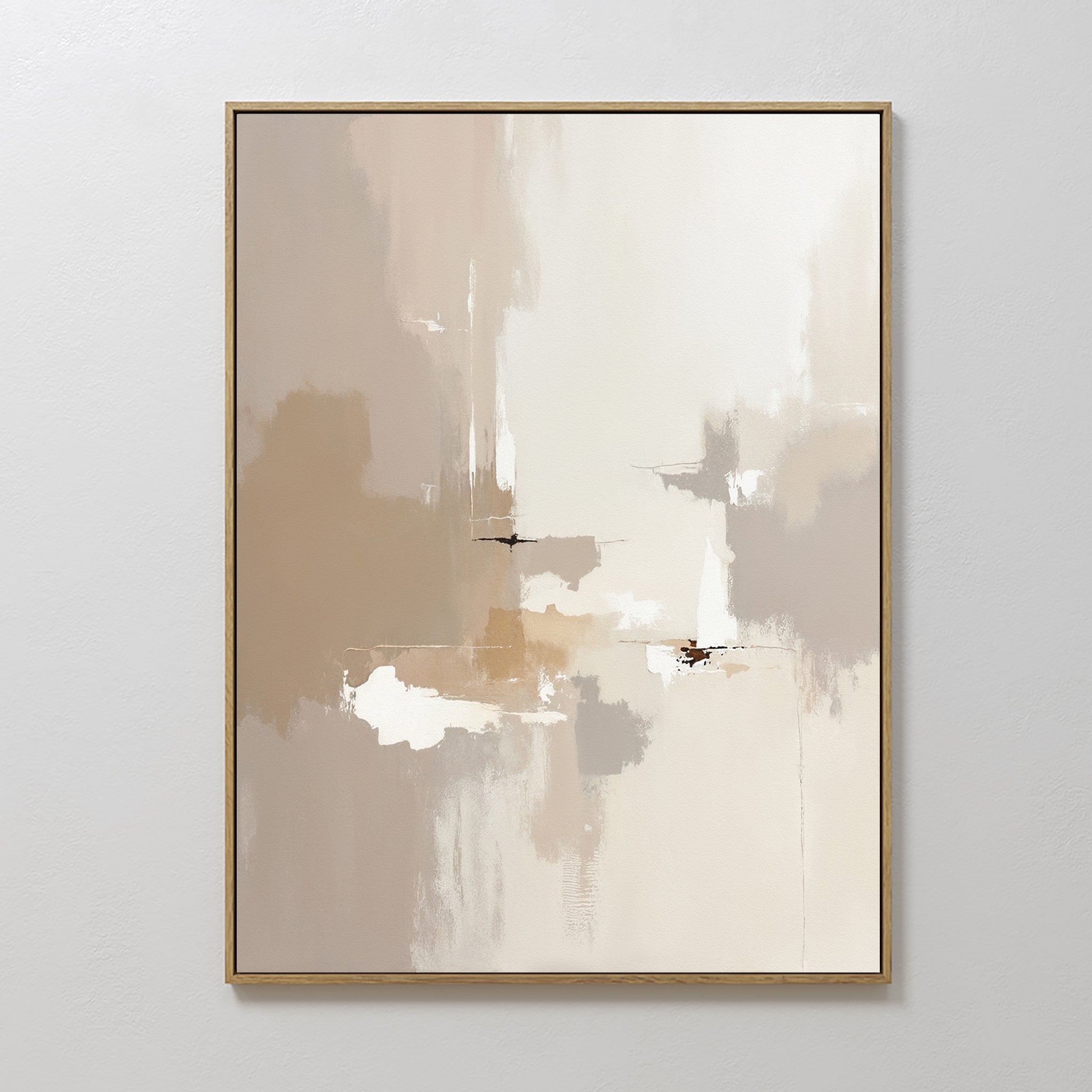 Original hand painted beige taupe ivory abstract oil painting canvas wall art, nordic scandinavian elegant luxury minimalist modern living room home d