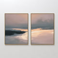 Hand painted original blush peach charcoal abstract coastal oil painting diptych canvas wall art nordic scandinavian elegant luxury modern home decor