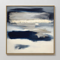 Original hand painted navy blue ivory grey abstract oil painting canvas wall art, nordic scandinavian elegant luxury modern coastal living room home d