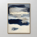 Original hand painted navy blue grey ivory abstract oil painting canvas wall art, nordic scandinavian elegant luxury coastal modern living room home d