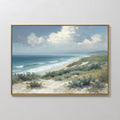 Original hand painted teal blue green coastal dunes oil painting canvas wall art, nordic scandinavian elegant luxury modern coastal home decor interio