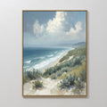 Hand painted original teal blue coastal dunes oil painting canvas wall art, nordic scandinavian elegant luxury modern living room home decor interior