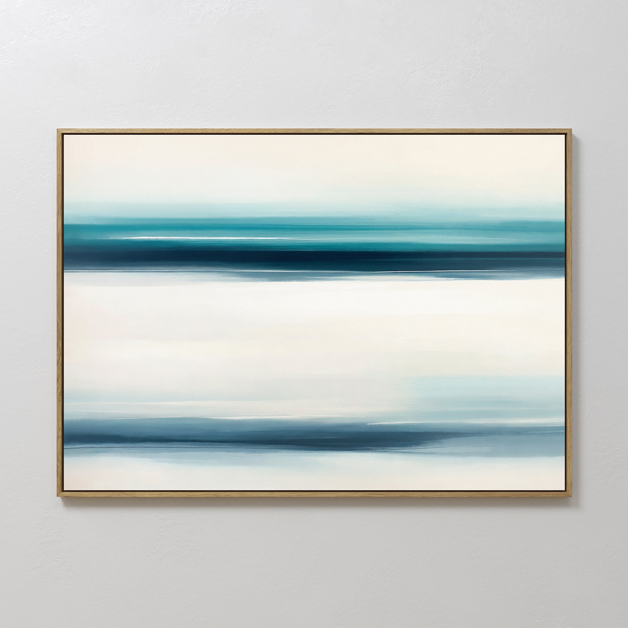 Hand painted original teal navy ivory abstract oil painting canvas wall art, nordic scandinavian elegant luxury minimalist modern coastal home decor i