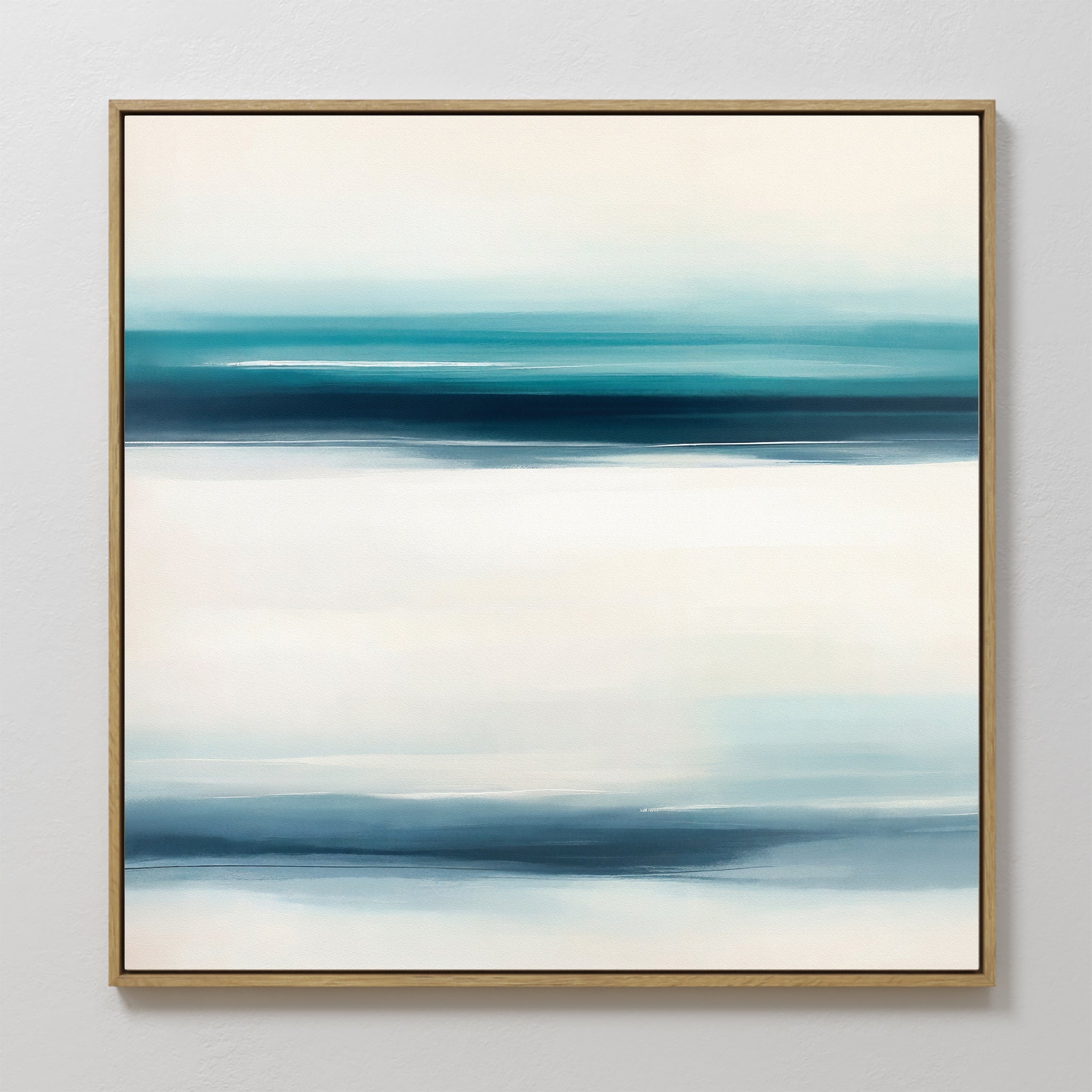 Original hand painted teal navy ivory abstract oil painting canvas wall art, nordic scandinavian coastal elegant luxury modern living room home decor