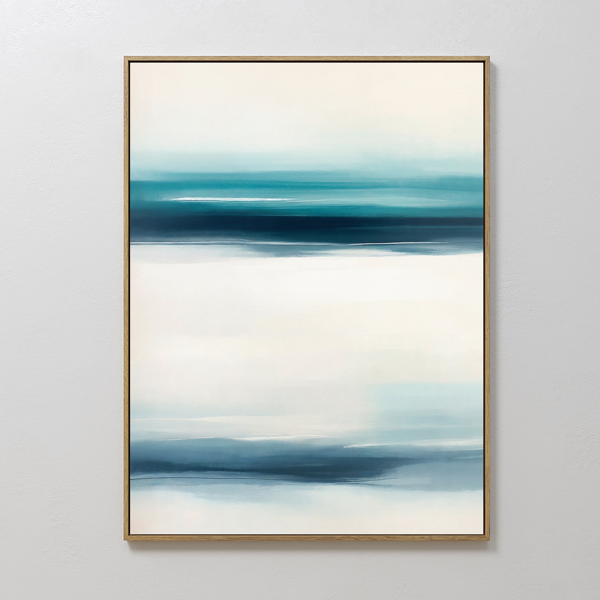 Original hand painted teal navy ivory abstract ocean oil painting canvas wall art, nordic scandinavian elegant luxury minimalist coastal modern home d