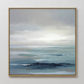 Original hand painted teal navy grey abstract coastal seascape oil painting canvas wall art, nordic scandinavian elegant minimalist luxury modern home