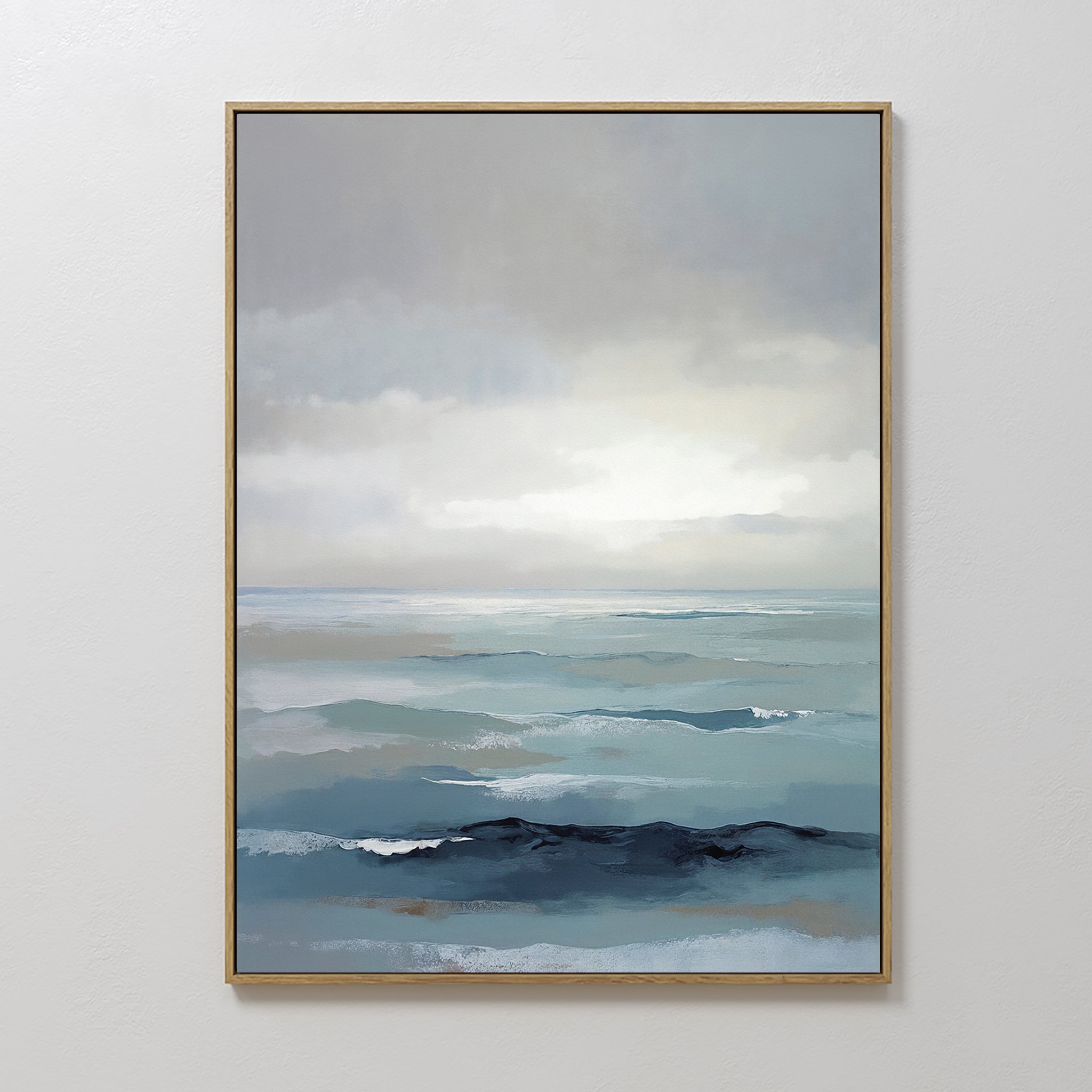 Original hand painted teal navy grey abstract coastal ocean oil painting canvas wall art, nordic scandinavian elegant luxury minimalist modern home de