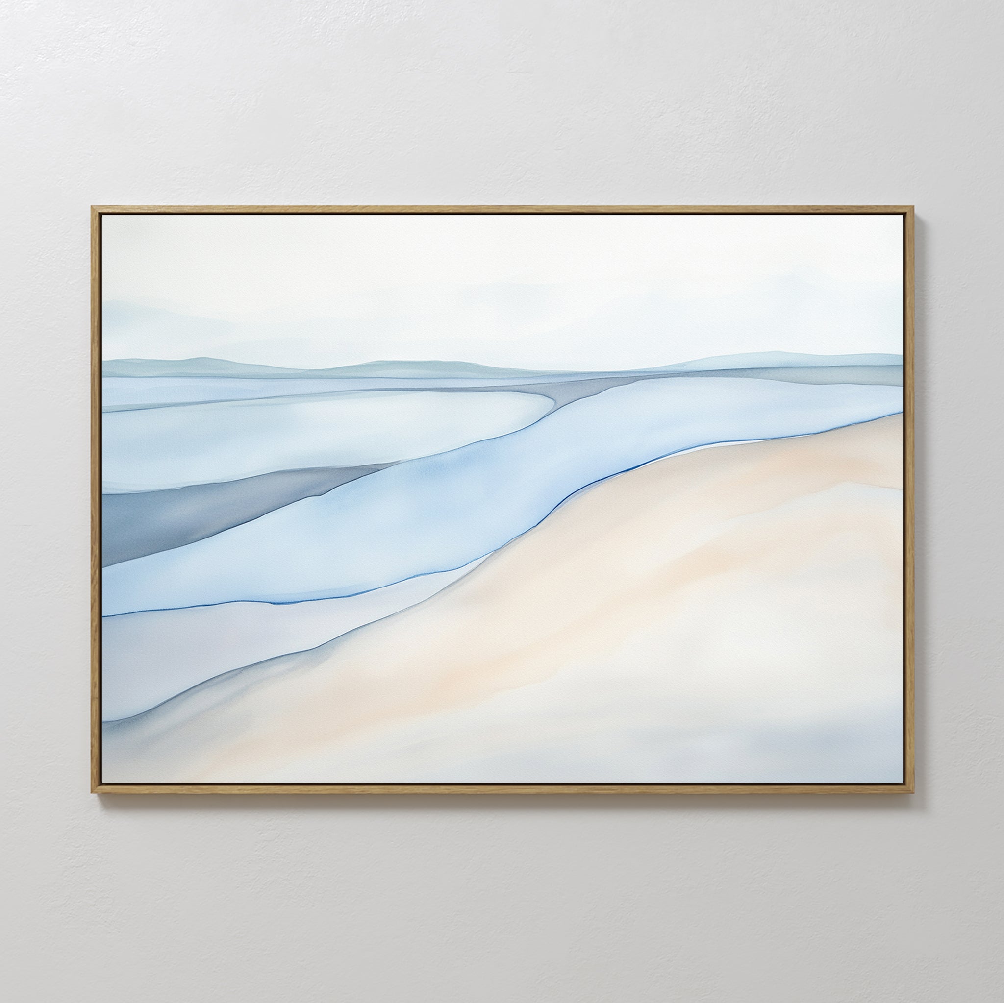 Original hand painted soft blue beige abstract coastal oil painting canvas wall art, nordic scandinavian elegant minimalist luxury modern home decor i