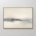 Original hand painted misty grey ivory minimalist landscape oil painting canvas wall art, nordic scandinavian elegant luxury modern home decor interio