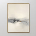 Original hand painted grey ivory misty lake landscape oil painting canvas wall art, nordic scandinavian elegant luxury minimalist modern home decor in