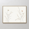 Hand painted original ivory blush wildflower oil painting canvas wall art, nordic scandinavian elegant minimalist luxury modern bedroom home decor int