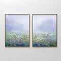 Original hand painted lavender purple wildflower meadow oil painting canvas wall art, nordic scandinavian elegant luxury modern botanical home decor i