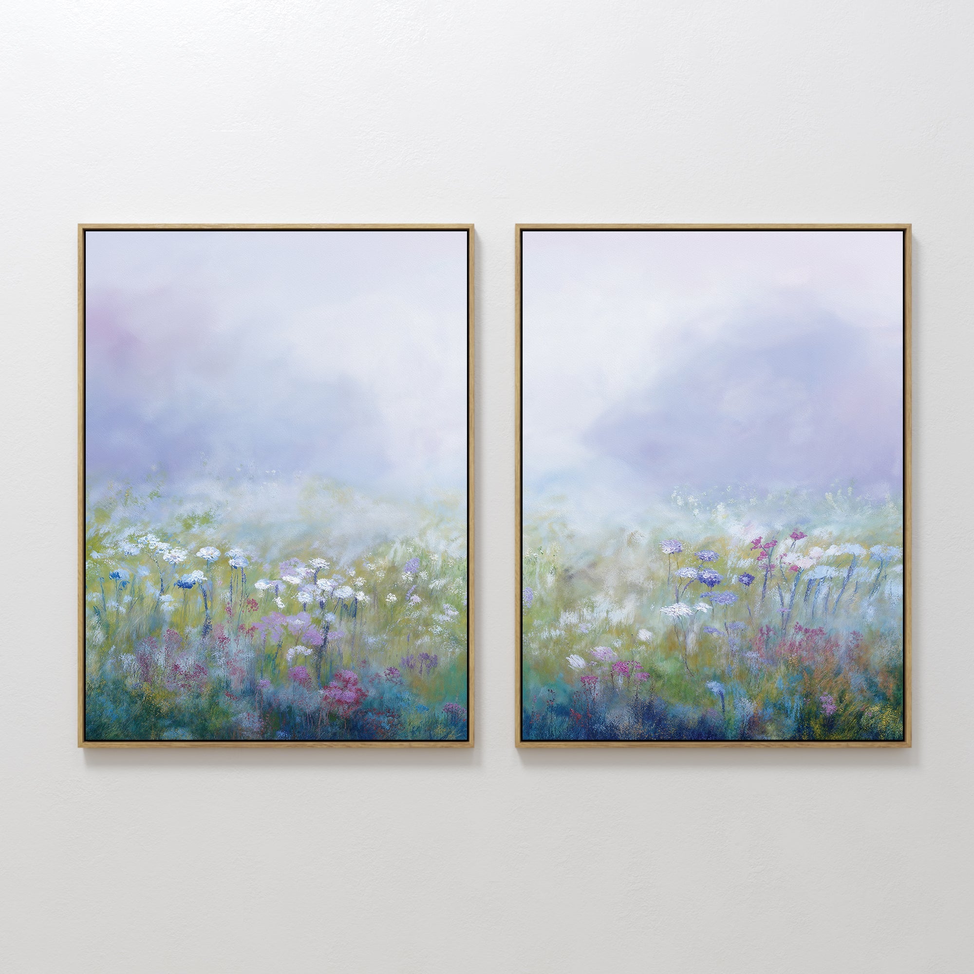 Original hand painted lavender purple wildflower meadow oil painting canvas wall art, nordic scandinavian elegant luxury modern botanical home decor i