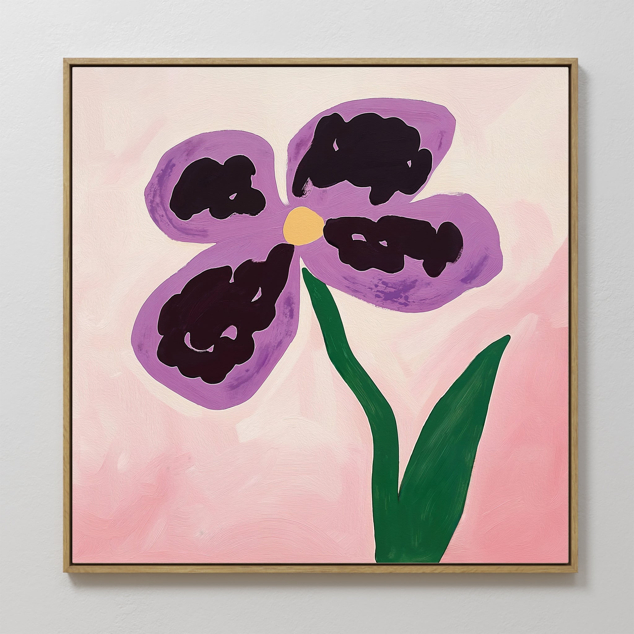 Original hand painted purple and black floral oil painting canvas wall art, nordic scandinavian elegant luxury modern botanical home decor interior de