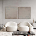 Original hand painted beige pearl dot textured geometric oil painting set of 2 canvas wall art, nordic scandinavian minimalist elegant
