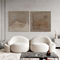 Original hand painted taupe beige textured desert mountain abstract oil painting set canvas wall art nordic scandinavian elegant luxury