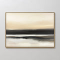 Original hand painted black ivory warm sand abstract landscape oil painting canvas wall art, nordic scandinavian elegant luxury minimalist modern home
