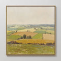 Original hand painted green gold rolling countryside landscape oil painting canvas wall art, nordic scandinavian elegant luxury modern living room hom