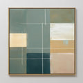 Original hand painted teal sage blush geometric abstract oil painting canvas wall art, nordic scandinavian elegant luxury modern living room home deco