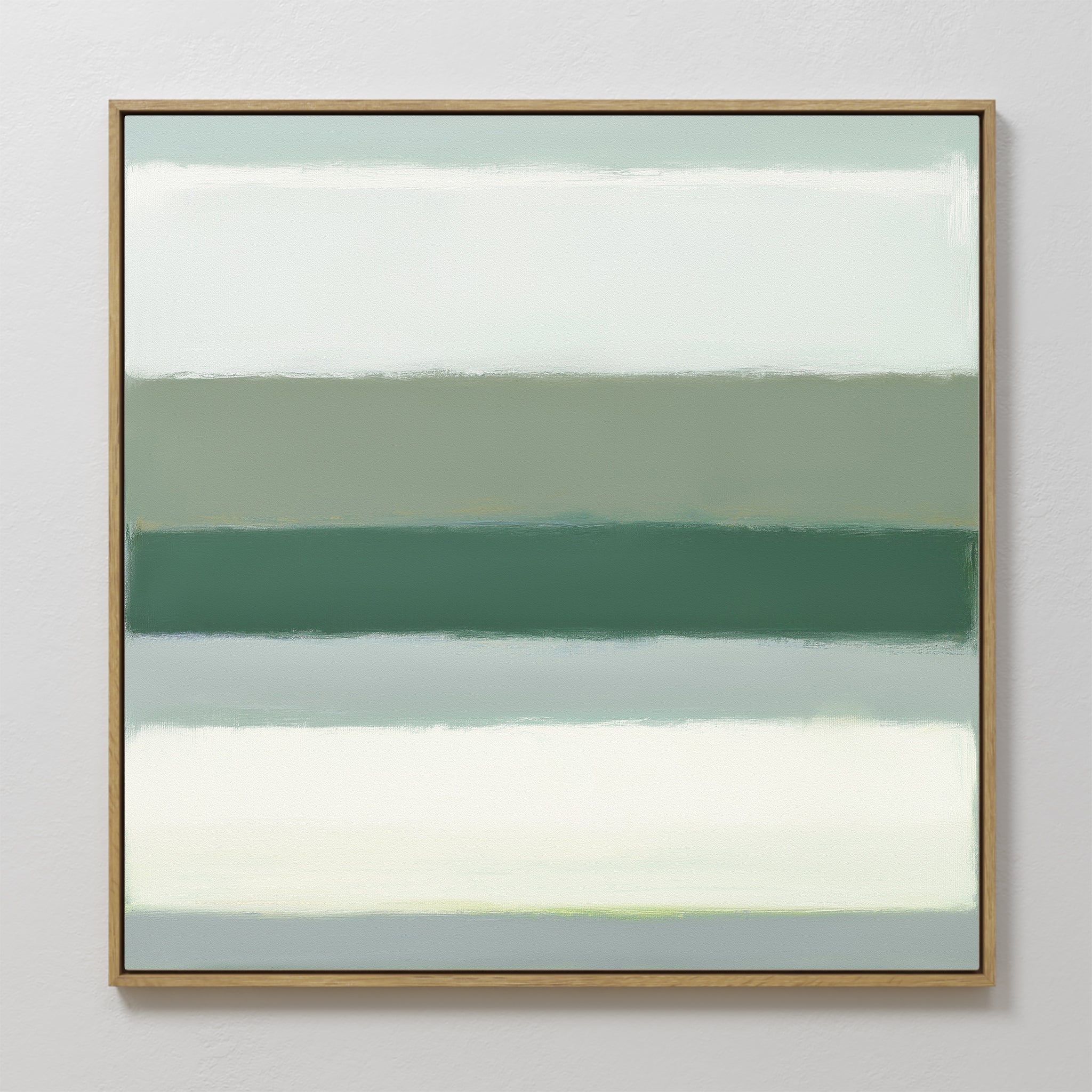 Original hand painted sage green grey taupe abstract horizontal stripe oil painting canvas wall art, nordic scandinavian elegant luxury modern home de