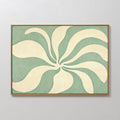 Hand painted original sage green cream swirling botanical oil painting canvas wall art, nordic scandinavian elegant luxury modern living room home dec