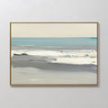 Hand painted original teal grey ivory coastal oil painting canvas wall art, nordic scandinavian elegant minimalist luxury modern living room home deco