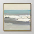 Original hand painted teal grey ivory coastal abstract oil painting canvas wall art, nordic scandinavian elegant luxury modern living room home decor