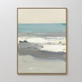 Original hand painted teal grey ivory coastal abstract oil painting canvas wall art, nordic scandinavian elegant luxury minimalist modern living room