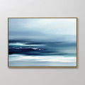 Original hand painted navy blue teal white abstract coastal ocean oil painting canvas wall art, nordic scandinavian elegant luxury minimalist modern l