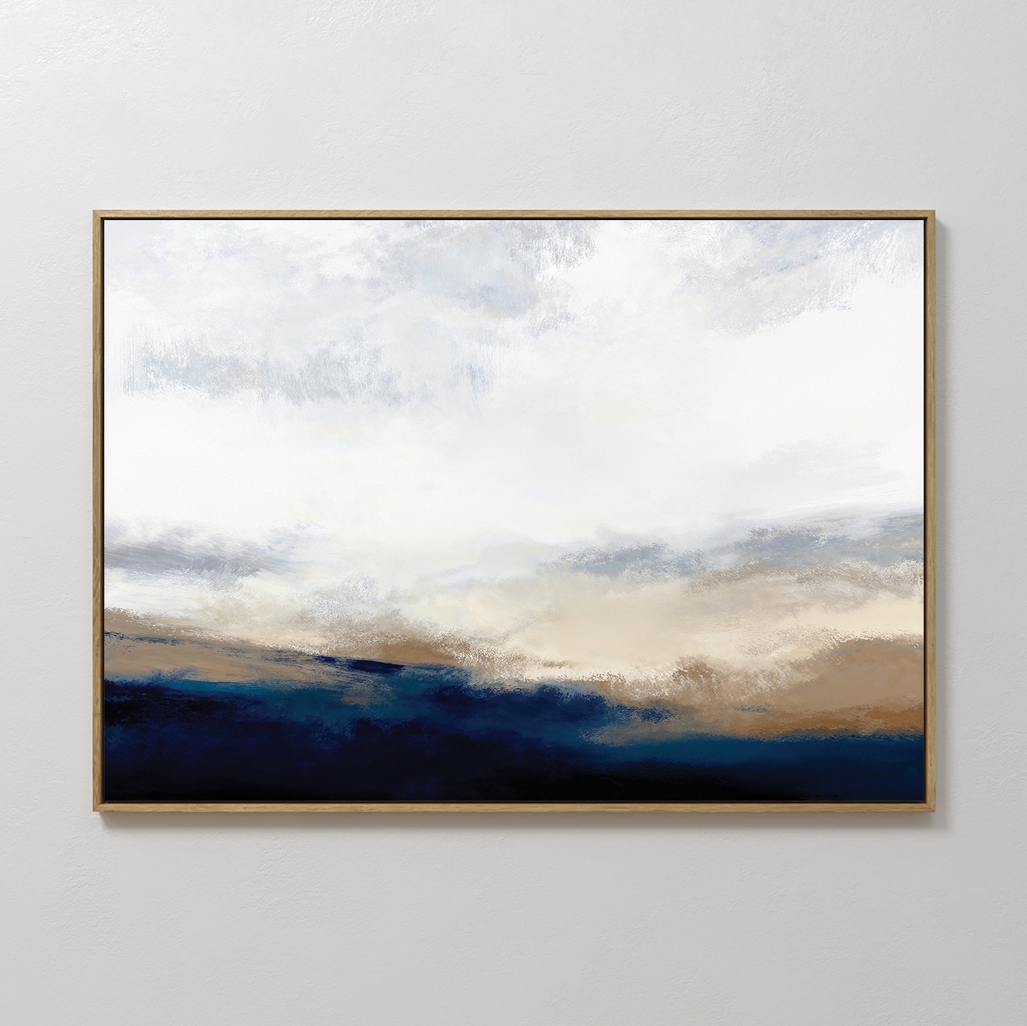 Original hand painted navy blue gold coastal abstract oil painting canvas wall art, nordic scandinavian elegant luxury minimalist modern living room h